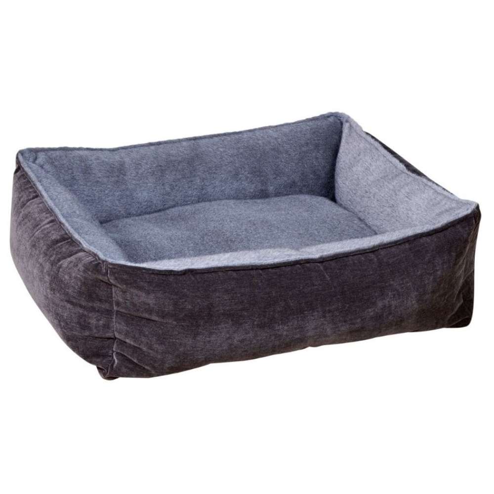 Otter Bowsers B Lounge Dog Bed in dark gray with a soft cushioned center and raised supportive edges