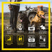 Outdoor scene shows two dogs with feature icons for range, boost, and control on Dogtra 1902S Handsfree Plus Boost & Lock Dog Remote Trainer