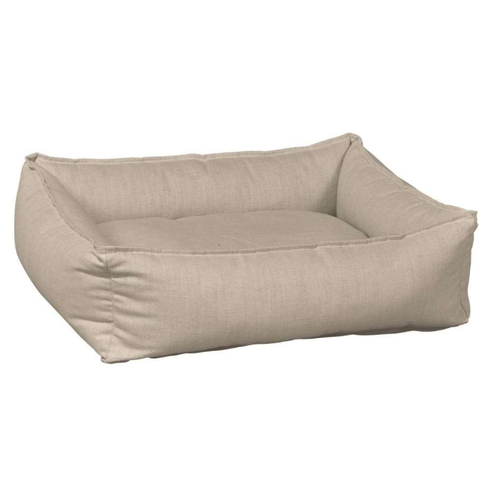 Parchment Bowsers B Lounge Dog Bed in parchment beige with plush padding and wraparound bolstered sides