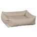 Parchment Bowsers B Lounge Dog Bed in parchment beige with plush padding and wraparound bolstered sides