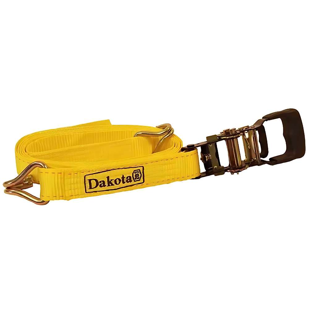 Partially unrolled Dakota 283 Ratchet Strap with sturdy hooks and a visible ratcheting mechanism