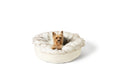 Dog curled up in PupPouf donut bed