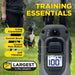 Person stands with a dog while the remote is highlighted, pointing out training features and controls of Dogtra 280X Remote Trainer 2 Dog System