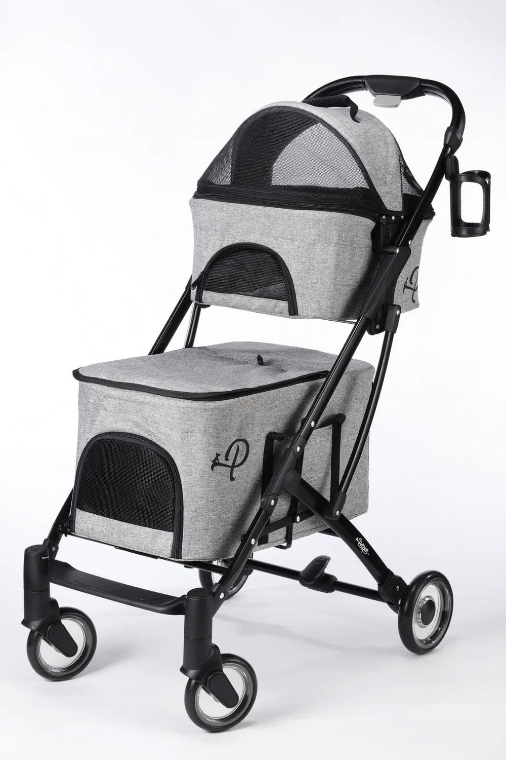 Petique Deluxe Double Decker Pet Stroller Gray