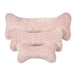 Pink Champagne Bowsers Bumper Bone Pillow soft pink plush bone dog toys arranged together in three different sizes