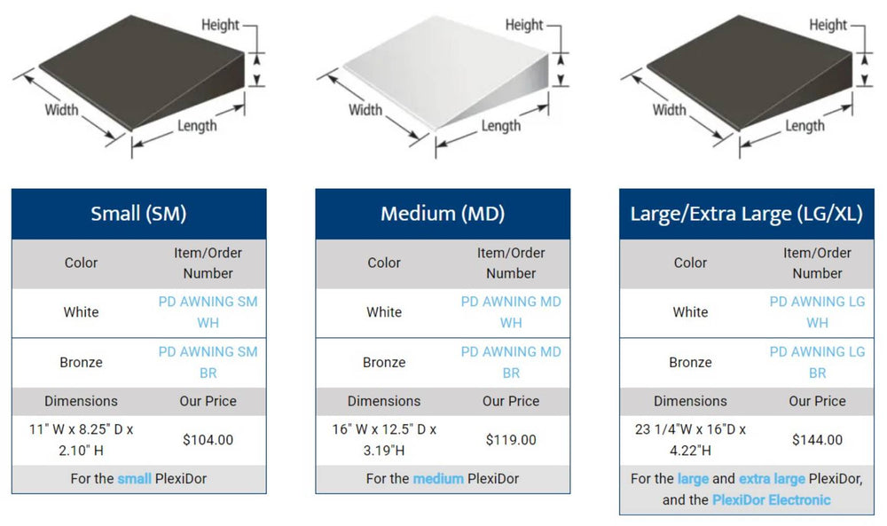 PlexiDor Dog Door Awning Size Guide