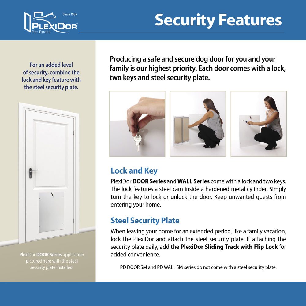 PlexiDor Door Series Pet Door Security Features