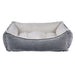 Pumice Bowsers One Of A Kind Scoop Dog Bed features a gray outer fabric with a plush white interior cushion designed