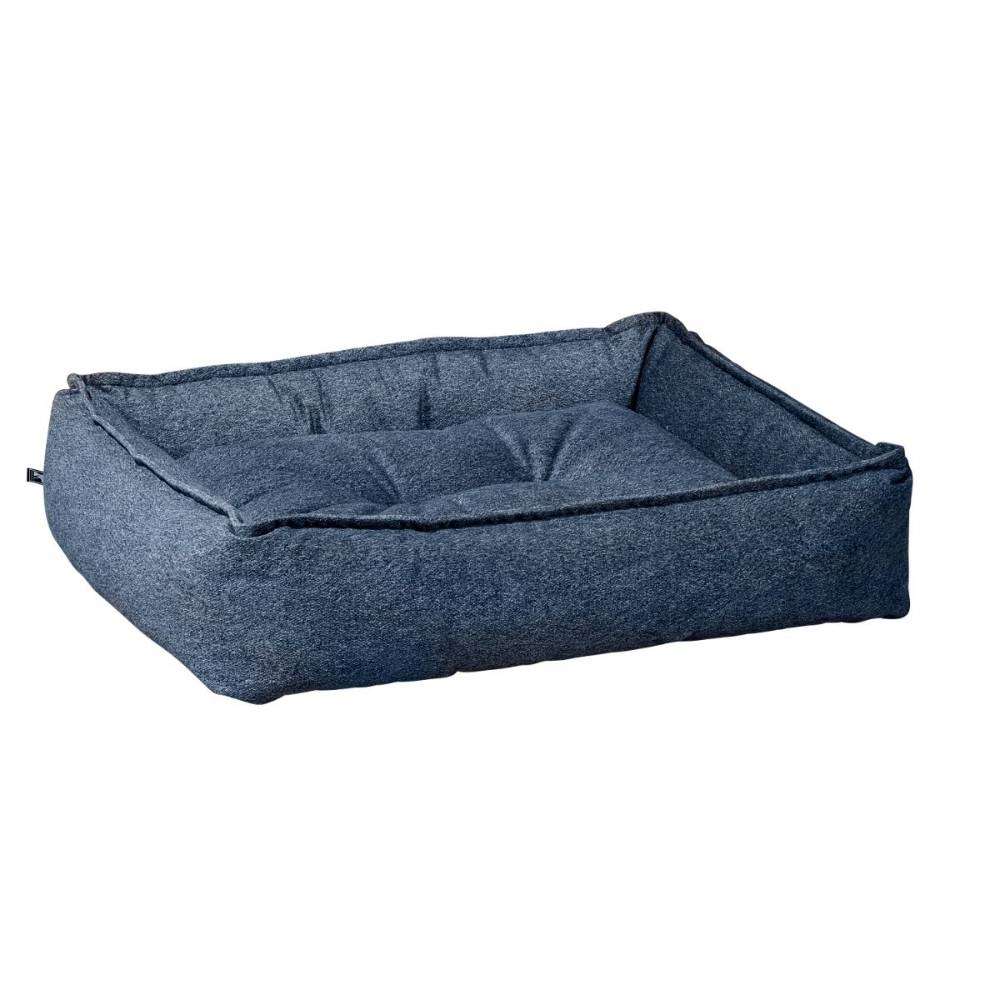 River Bowsers Sterling Lounge Dog Bed in deep navy blue has supportive bolstered edges and a padded sleeping surface for pets