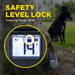Safety feature image of Dogtra 280X Remote Trainer 2 Dog System highlights the remote’s display with a lock icon, indicating a safety level lock function
