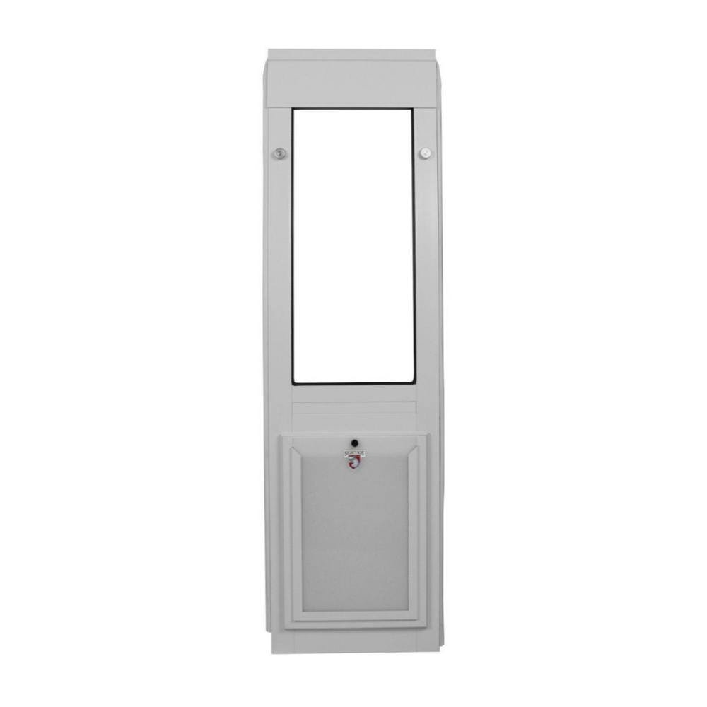 Security Boss Standard Lockable Door for Sliding Window Inserts - Full view of the door insert, completely closed, showcasing the sleek design and secure lock mechanism at the bottom