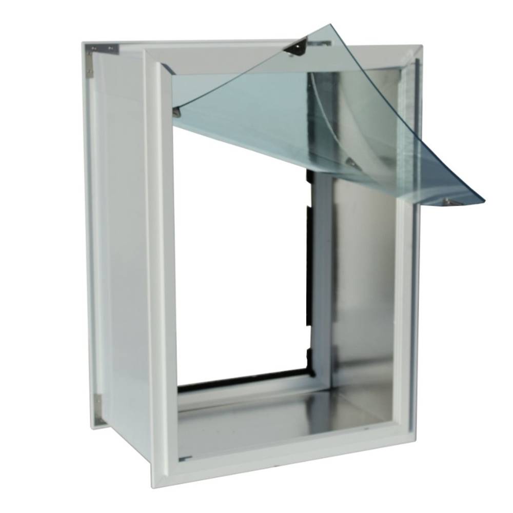 Security Boss Standard Wall Mount Pet Door with a single clear flap partially lifted, illustrating the pet access point