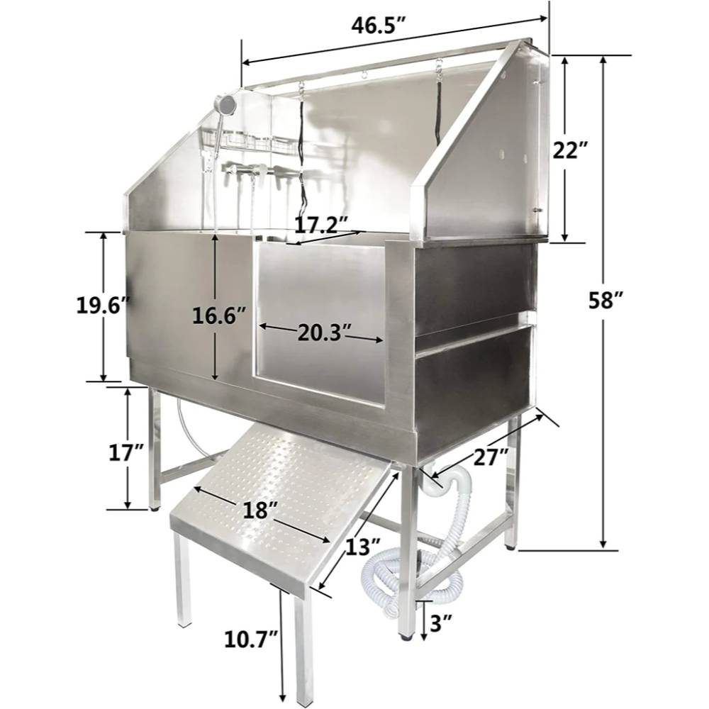 Shelandy Stainless Steel Professional Pet Wash Station Dimensions