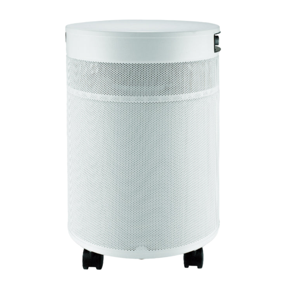 Side view of the Airpura UV614 - Germs and Mold Air Purifier, showcasing its cylindrical shape and perforated exterior