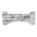 Silver Fox Bowsers Bumper Bone Pillow gray faux fur bone-shaped dog toy displayed horizontally with plush striped accents