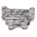 Silver Fox Bowsers Bumper Bone Pillow gray furry dog toys stacked together in multiple soft bone-shaped sizes