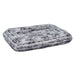 Silver Fox Bowsers Hugo Futon Dog Bed features gray faux fur with layered cushioned edges and a plush sleeping surface