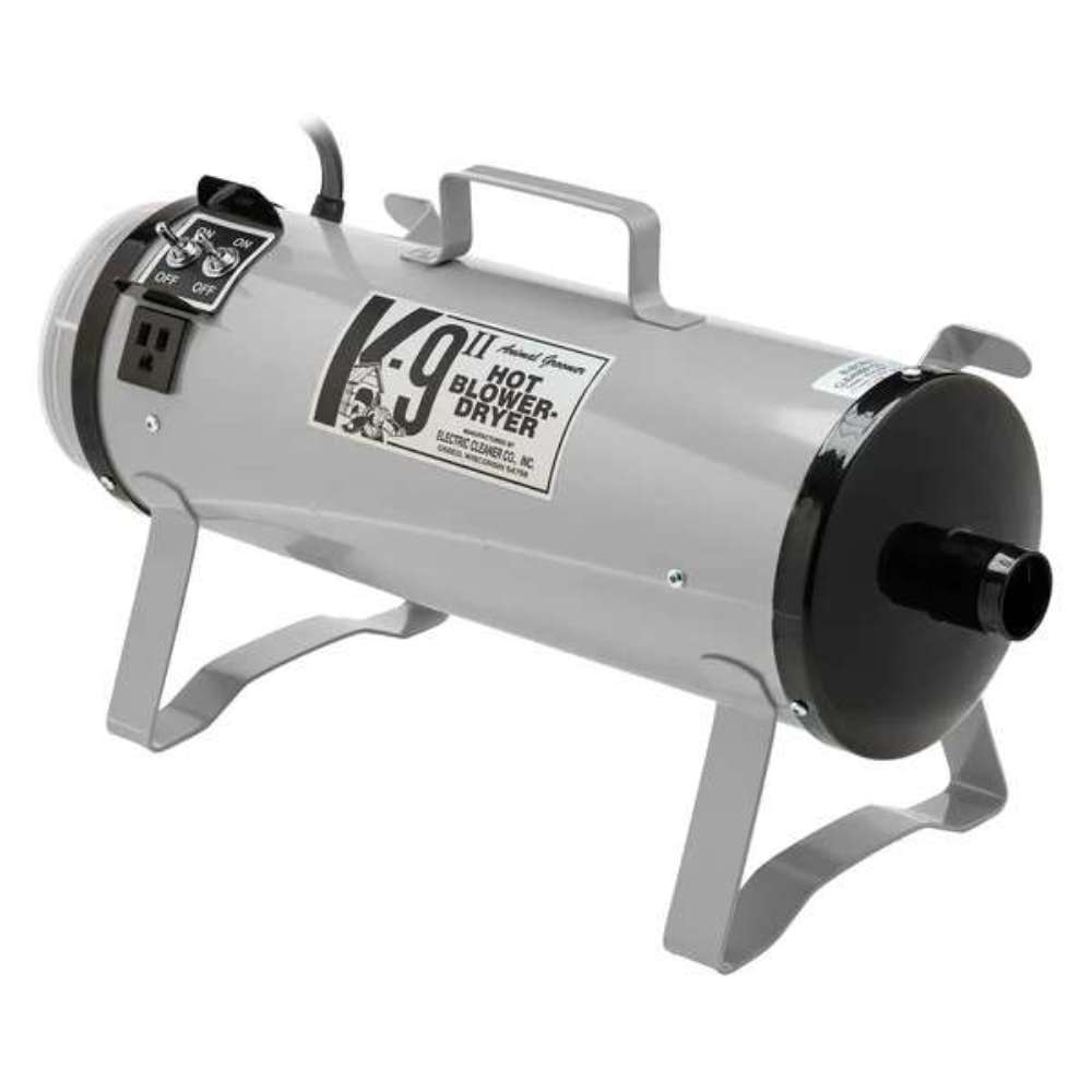 Silver K-9 II Dog Dryer shows the rear air outlet and durable frame designed for professional dog grooming