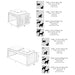 Size guide diagram shows different stand heights and bowl sizes for pets, explaining how to choose the right Bowsers Moderno Wood Feeder for various dog breeds