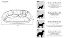 Size guide for Bowsers Crescent Reversible Dog Bed shows dimensions and recommended dog breeds for medium, large, extra-large, and XXL sizes