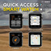 Smartwatch screens display tracking, compass, and map views, demonstrating quick access features of Dogtra GPS Pathfinder2 E-Collar 9 Mile Range