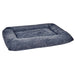 Stormberry Bowsers Hugo Futon Dog Bed features a dark blue plush fabric with a soft center cushion and thick padded borders