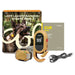 Tan Dogtra CUE GEN2 400 Yard Dog Remote Trainer is displayed with its box, remote, collar, manual, and charging cable beside a photo of a dog