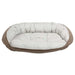 Taupe Herringbone Bowsers Crescent Reversible Dog Bed with a light taupe herringbone pattern and thick padded bolsters
