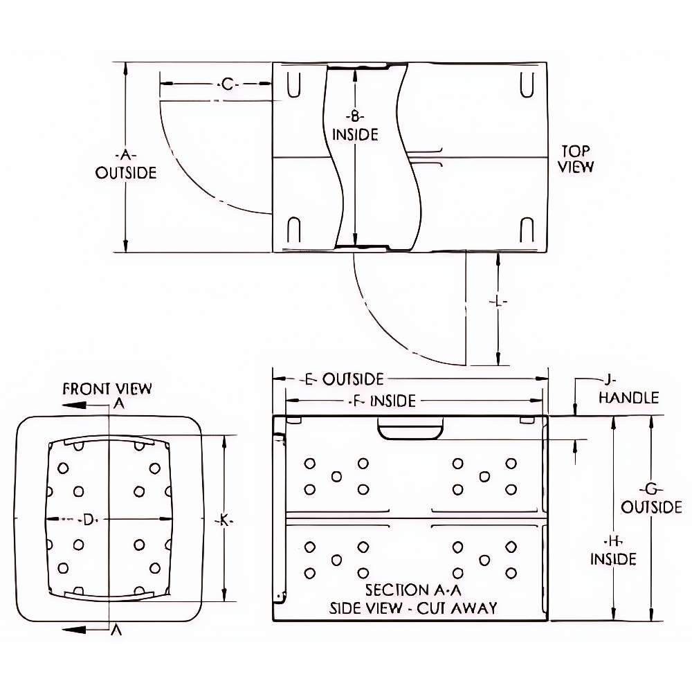 Technical drawing of X-Large Dakota 283 G3 Framed Dog Kennel displays outside and inside measurements with labeled parts