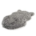 The Curve Charcoal Grey Paw PupRug Faux Fur Orthopedic Dog Bed is displayed without a dog, showcasing its luxurious grey faux fur texture