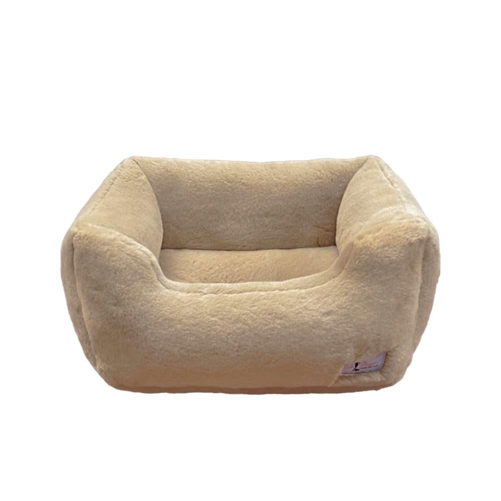 The Hello Doggie Baby Dog Bed in Truffle combines a rich brown color with a plush, cushioned interior