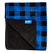 The Paw PupProtector™ Short Fur Waterproof Throw Blanket - Blue Plaid is folded to show the soft texture and label