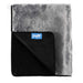 The Paw PupProtector™ Short Fur Waterproof Throw Blanket - Charcoal Grey is shown folded with the paw.com label visible