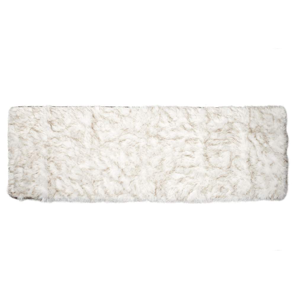 The Paw PupProtector™ Waterproof Bed Runner - White with Brown Accents is shown by itself, laid out flat