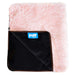 The Paw PupProtector™ Waterproof Throw Blanket - Blush Pink is shown with its underside revealed, displaying the label