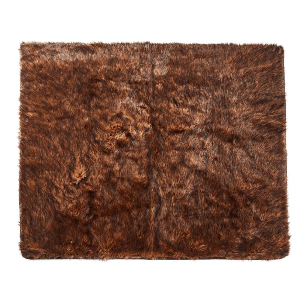 The Paw PupProtector™ Waterproof Throw Blanket - Brown is spread out flat, showcasing its luxurious fur-like surface