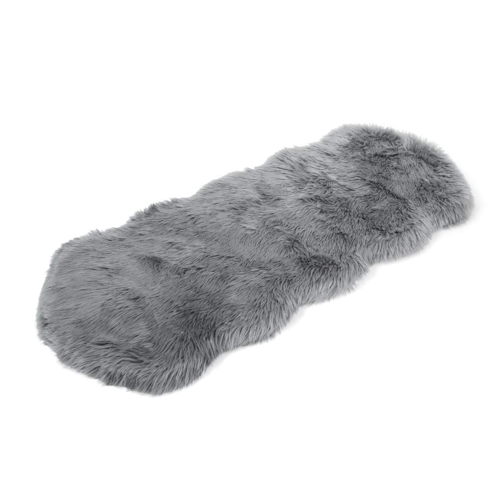 The Paw PupRug™ Runner Faux Fur Memory Foam Dog Bed Charcoal Grey displayed on its own, showcasing its plush texture and unique design