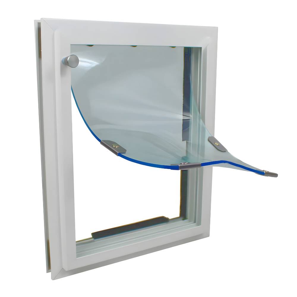 The Security Boss Heavy Duty Storm Pet Door with a single flexible flap open