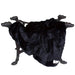The image depicts the Hello Doggie Bella Dog Blanket in black, elegantly draped over a unique stand with dog-shaped legs
