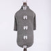 The image displays a Hello Doggie Dainty Bow Dog Sweater in pewter grey with four white bows aligned vertically down the back