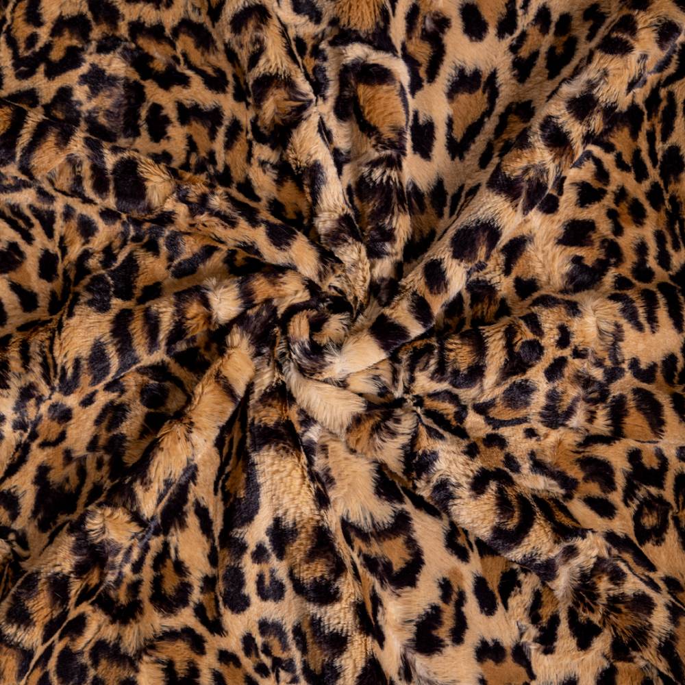 The image displays a detailed view of the Hello Doggie Cashmere Dog Blanket with a leopard print pattern, emphasizing its plush and cozy material