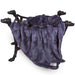 The image features a dark pewter gray Hello Doggie Luxe Dog Blanket elegantly displayed on a stylish dog-shaped stand