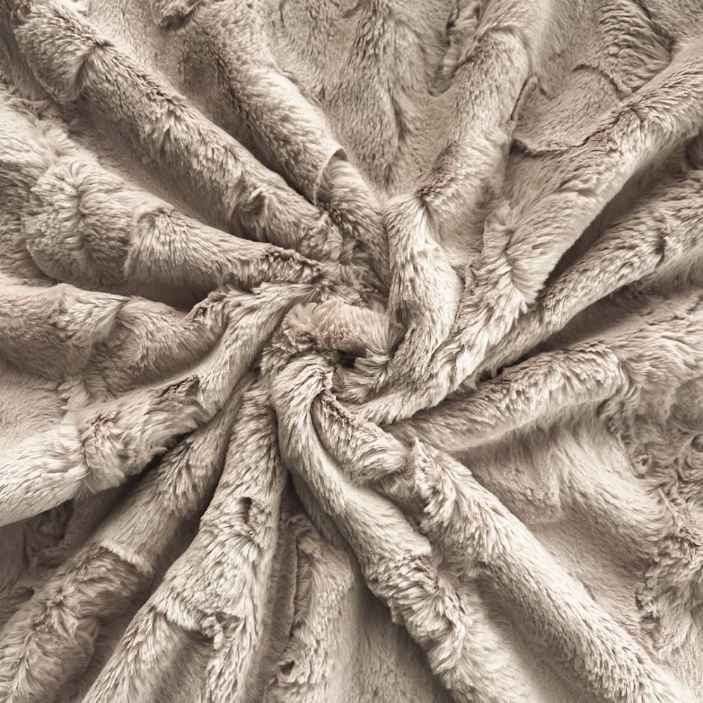 The image is a close-up of the Hello Doggie Dolce Vita Dog Blanket in a latte color, showcasing its luxurious and soft texture