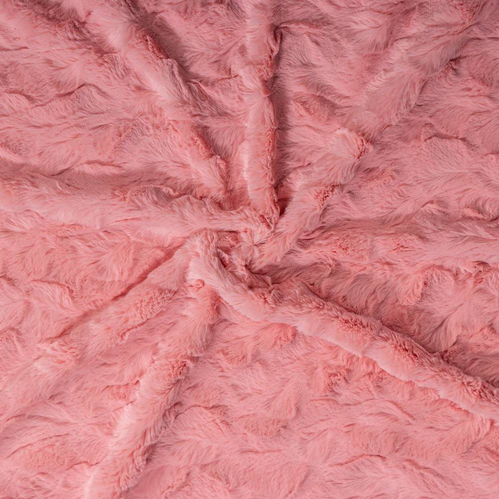 The image is a close-up swatch of the Hello Doggie Cuddle Dog Blanket in peach color, emphasizing the texture of the fabric