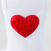 The image provides a close-up view of the red heart detail on the Hello Doggie Puff Heart Dog Dress, highlighting the textured rose pattern