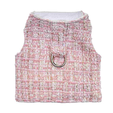 The image shows the Hello Doggie Annabella Dog Harness in a light pearl pink tweed pattern