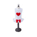 The image shows the Hello Doggie Puff Heart Dog Dress in white with a red heart and bow detail on a mannequin