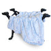 The image shows the Hello Doggie Whisper Dog Blanket in baby blue color, presented on a frame of four black dog head statues