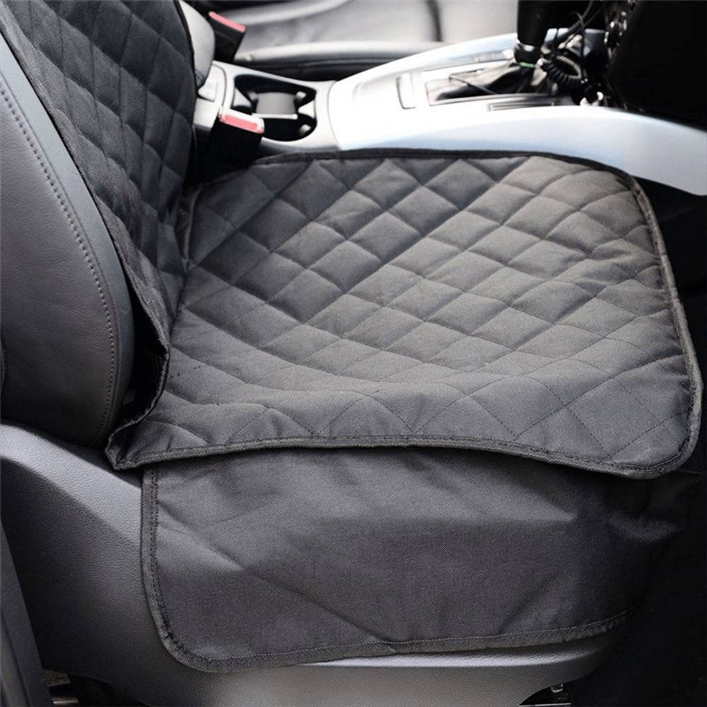 The image shows the Paw PupProtector™ Front Seat Dog Car Seat Cover installed on a car seat, highlighting its quilted, water-resistant design for optimal protection and comfort