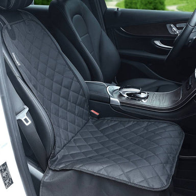 The image shows the Paw PupProtector™ Front Seat Dog Car Seat Cover on a driver's seat, highlighting its sleek and protective qualities suitable for various car interiors